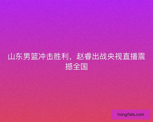 山东男篮冲击胜利，赵睿出战央视直播震撼全国